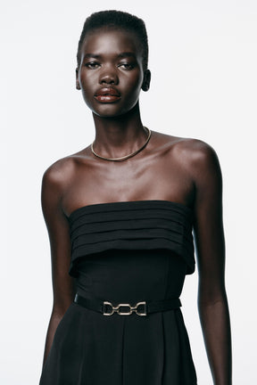 CREPE BUSTIER JUMPSUIT WITH BELT - Image 4