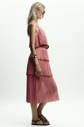 MIDI DRESS WITH RUFFLES AND BELT - Image 4