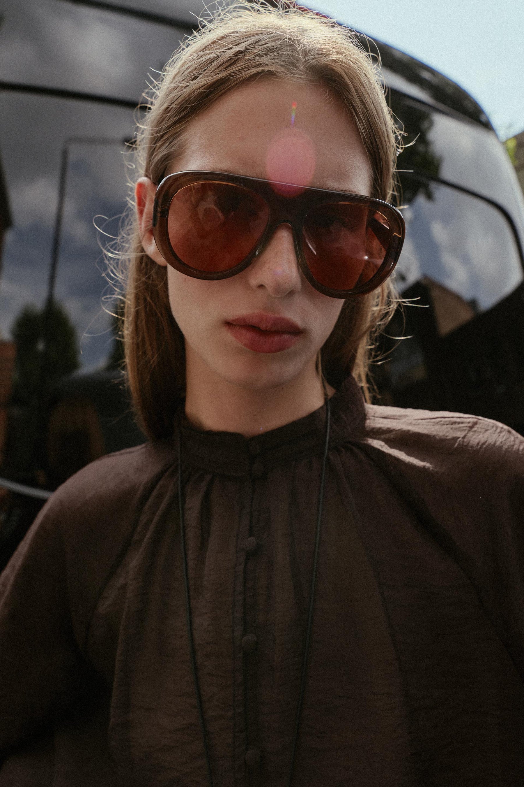 Transparente Bluse mit Puffärmeln