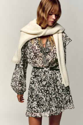 PRINTED MINI DRESS WITH BELT - Image 2