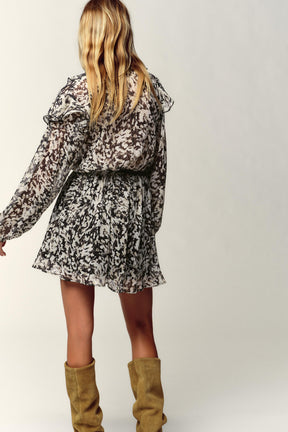 PRINTED MINI DRESS WITH BELT - Image 5