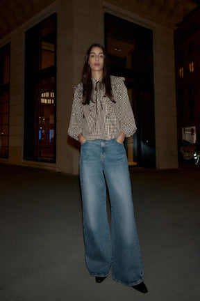 Rüschenbluse mit Vichy-Karo