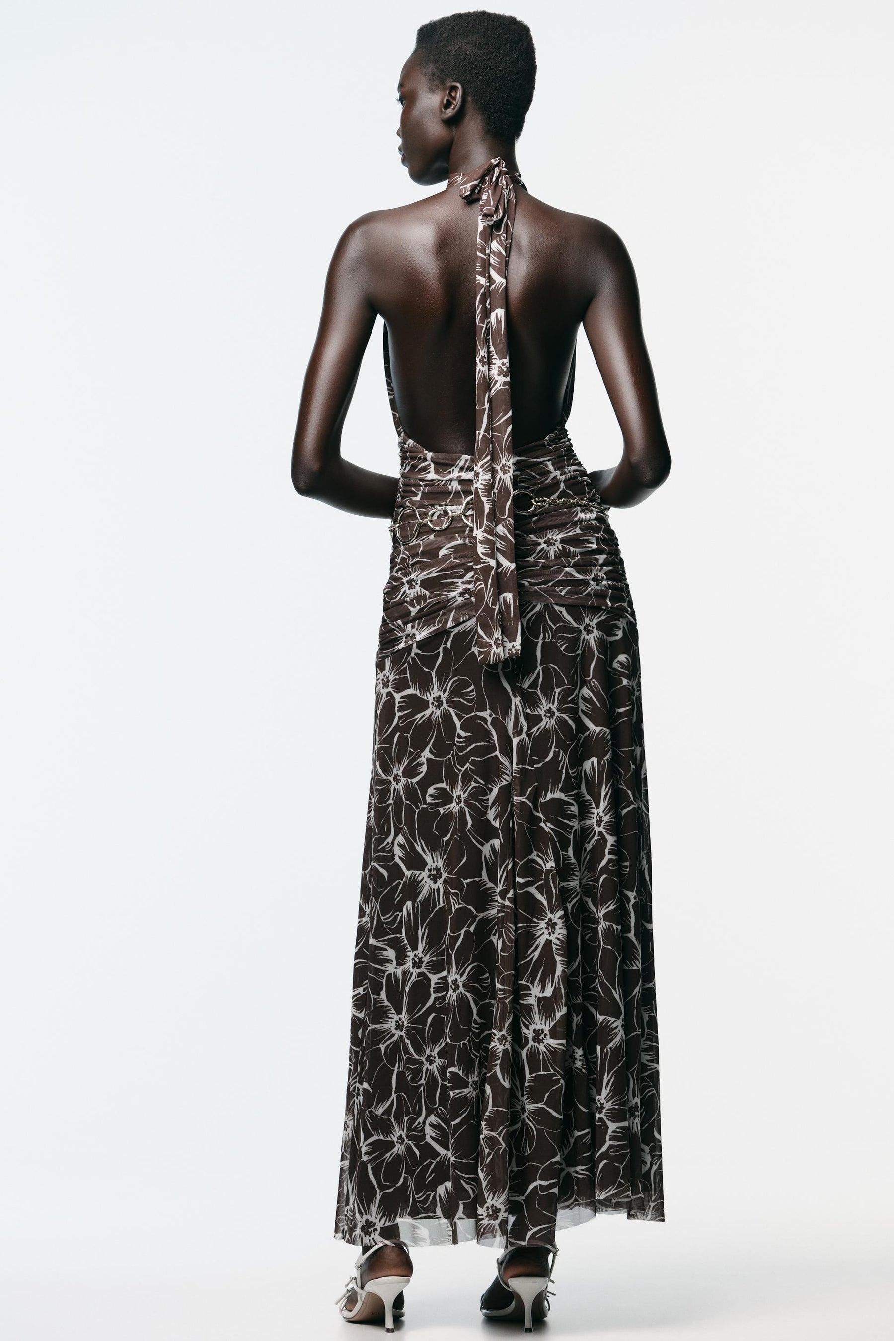 HALTER PRINTED TULLE MAXI DRESS - Image 5
