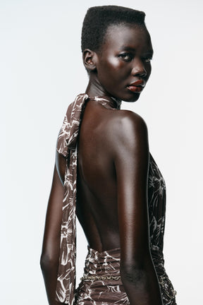 HALTER PRINTED TULLE MAXI DRESS - Image 6