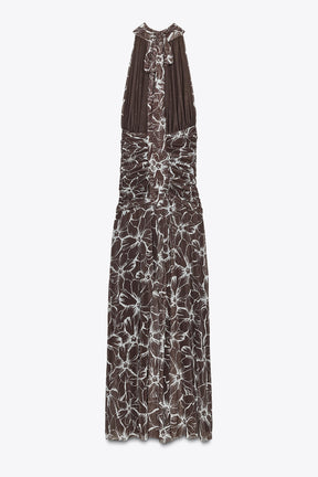 HALTER PRINTED TULLE MAXI DRESS - Image 8