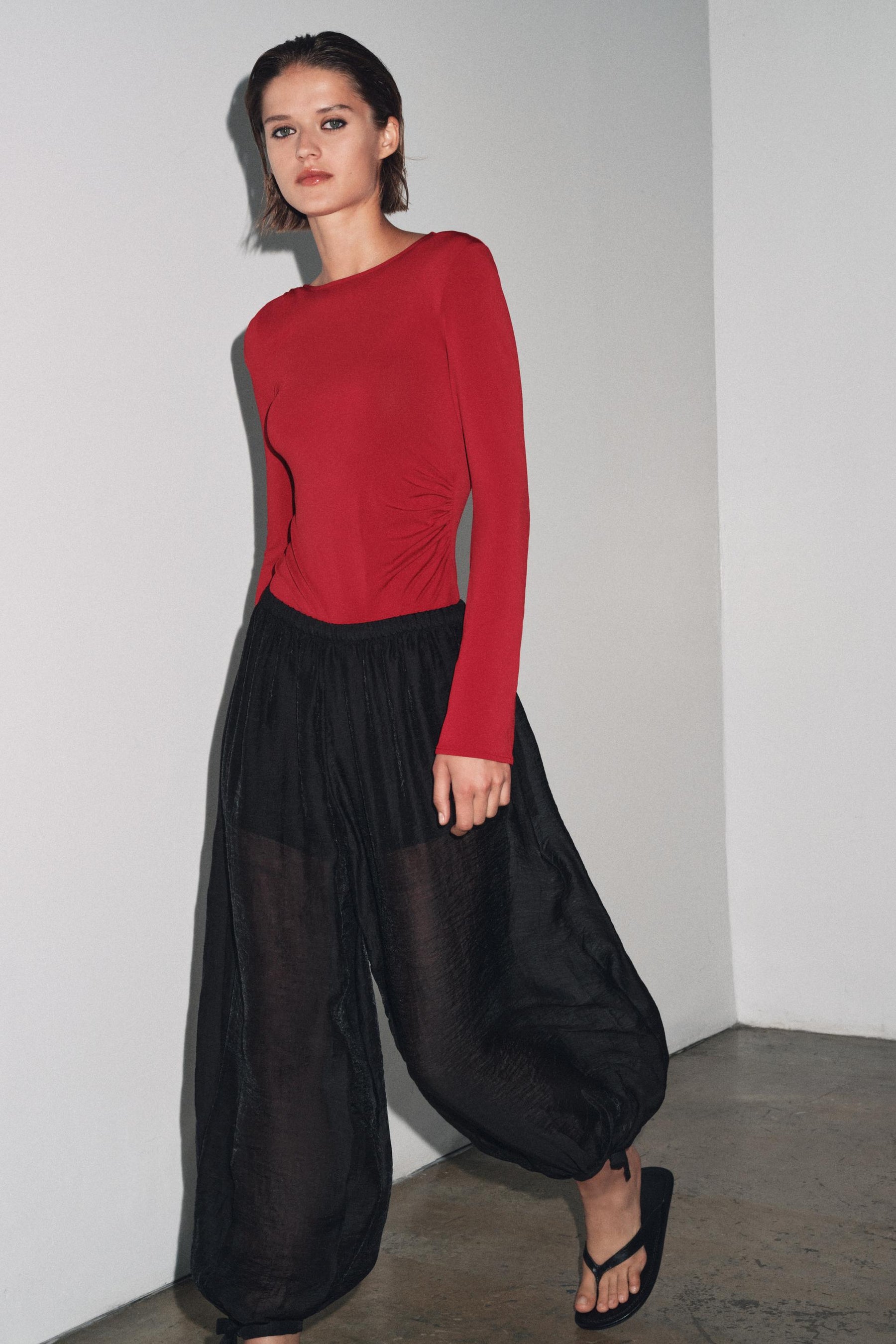 Langarm-T-Shirt mit Raffung