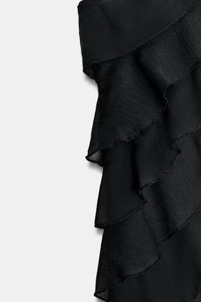 Asymmetrische Rüschenbluse