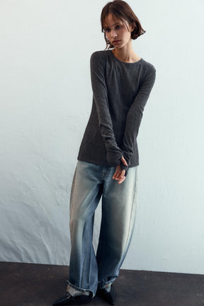 Weiches Rippstrick-T-Shirt