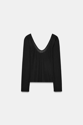 Langärmliges, halbtransparentes Top