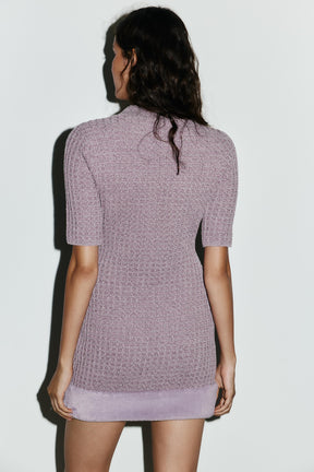 Kleid mit strukturiertem Pelz