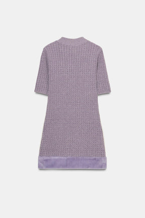 Kleid mit strukturiertem Pelz