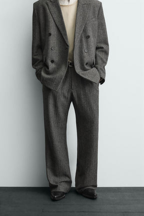 Herringbone Wool Trousers