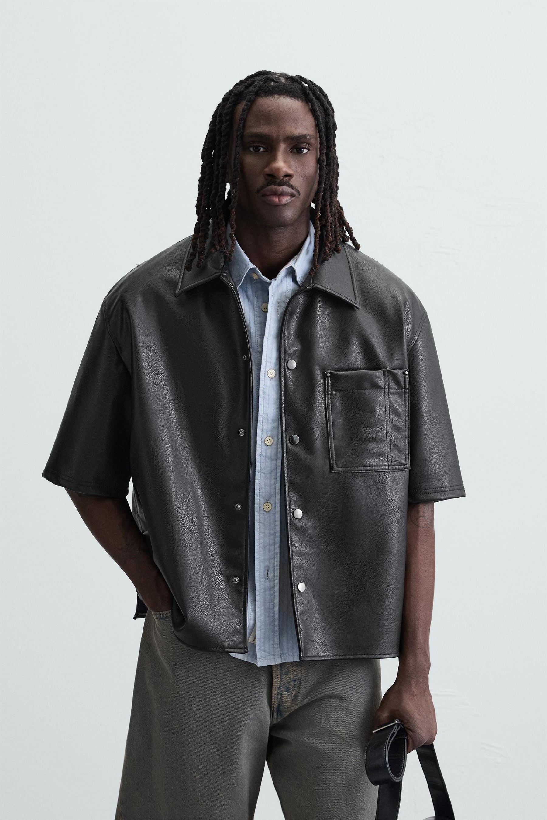 LEATHER EFFECT OVERSHIRT - Image 2