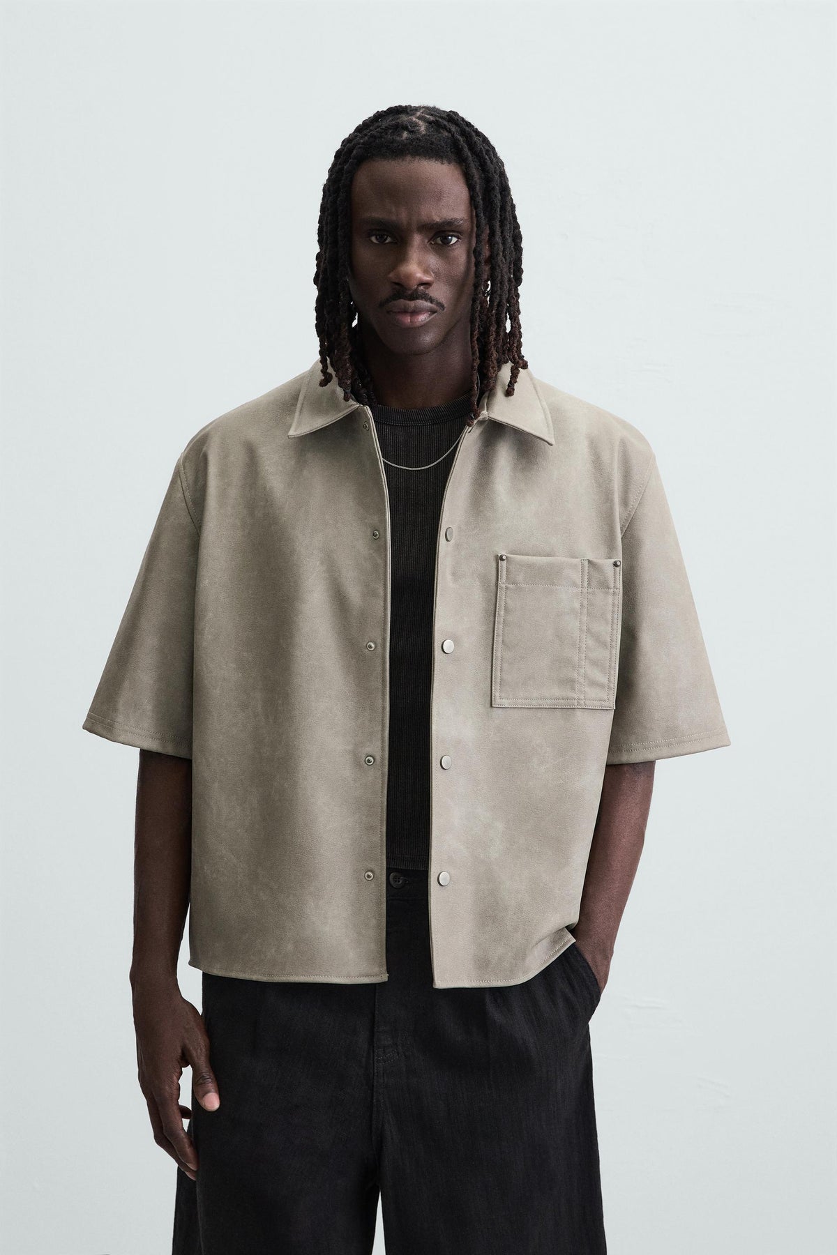 LEATHER EFFECT OVERSHIRT - Image 2