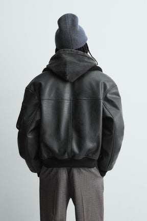 LEATHER EFFECT JACKET WITH DETACHABLE COLLAR - Image 3