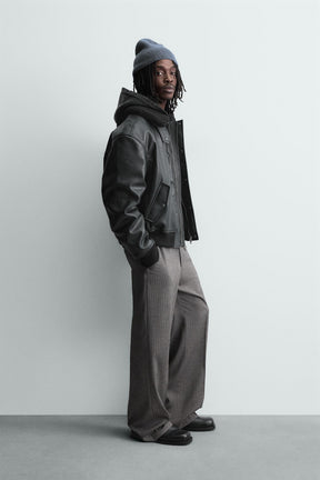 LEATHER EFFECT JACKET WITH DETACHABLE COLLAR - Image 4