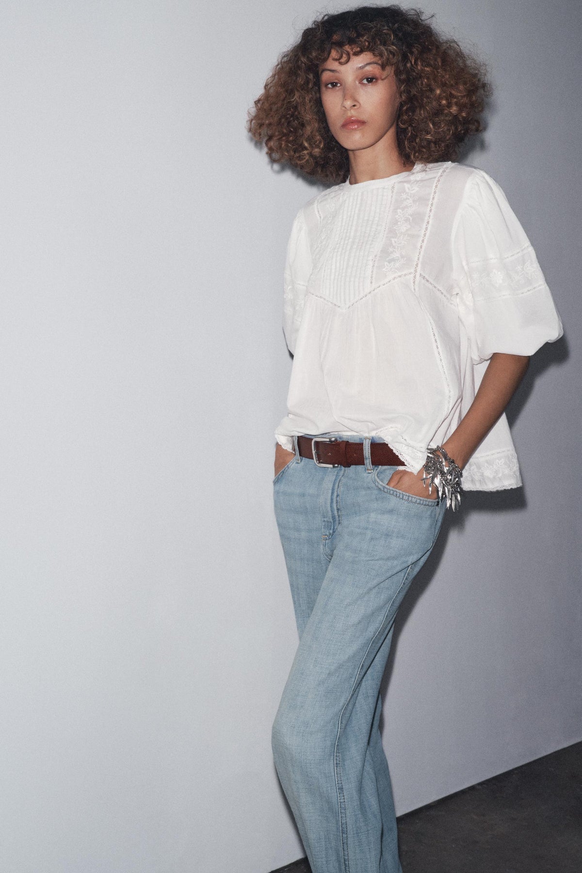 Bestickte romantische Bluse