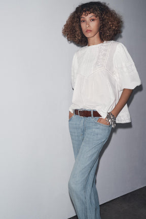 Bestickte romantische Bluse