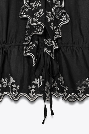 Bestickte Rüschenbluse