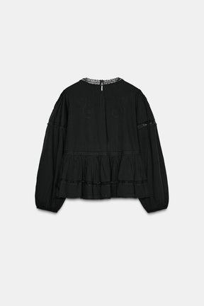 Bestickte romantische Bluse