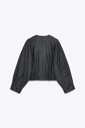 Bomberjacke aus Denim mit Puffärmeln