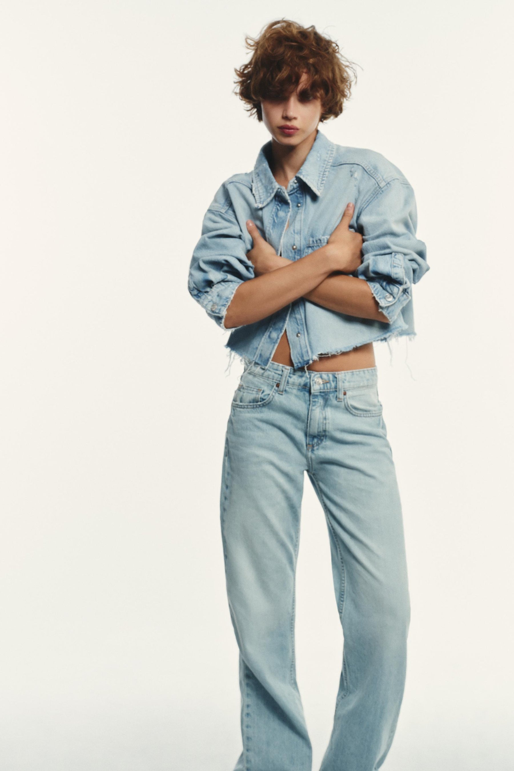 TRF RIPPED CROP DENIM OVERSHIRT - Image 4