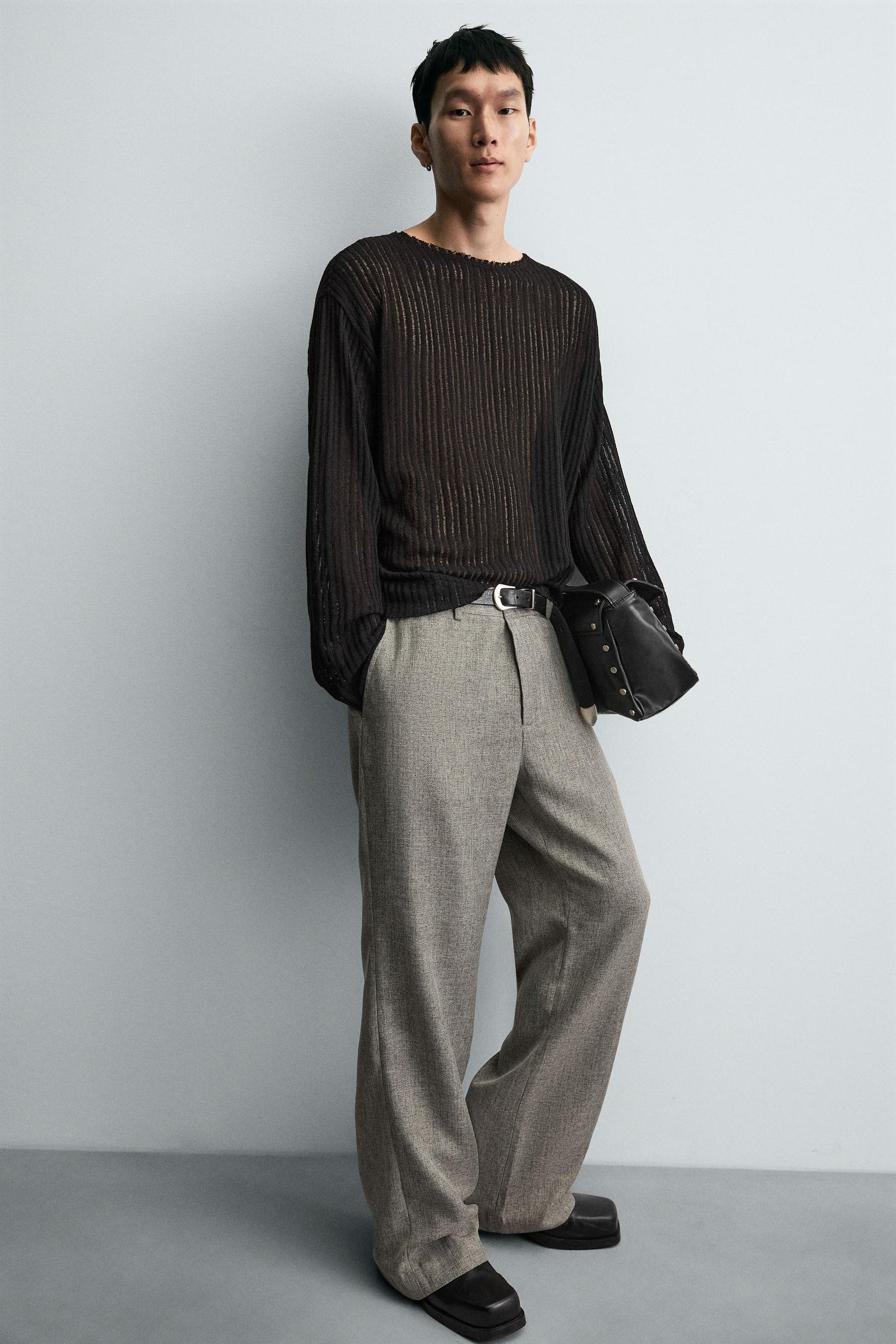 TEXTURED FLARE FIT TROUSERS - Image 5