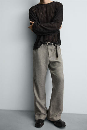 TEXTURED FLARE FIT TROUSERS - Image 6