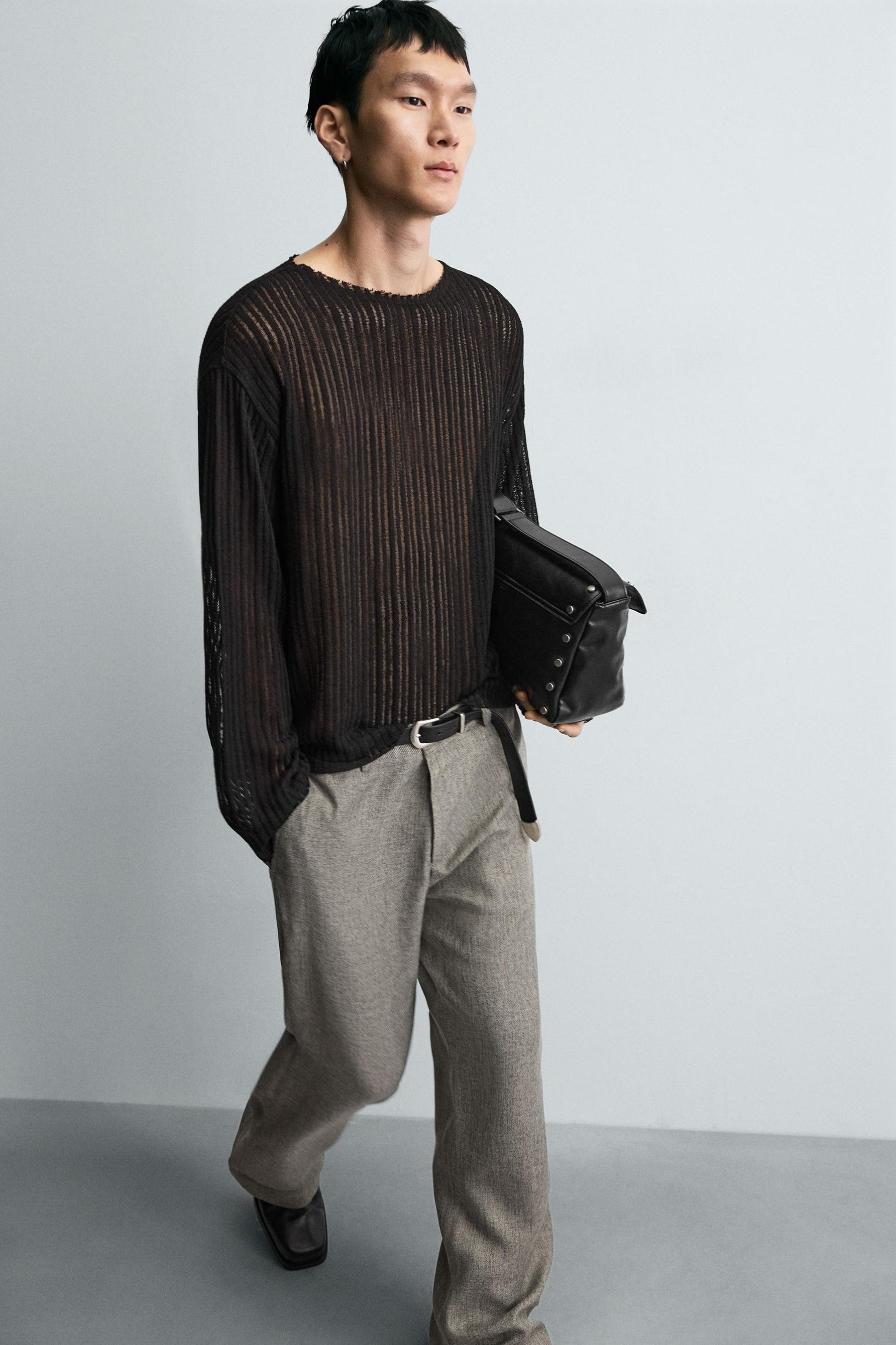 TEXTURED FLARE FIT TROUSERS - Image 7