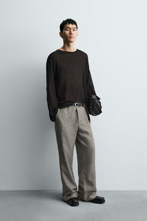 TEXTURED FLARE FIT TROUSERS - Image 1