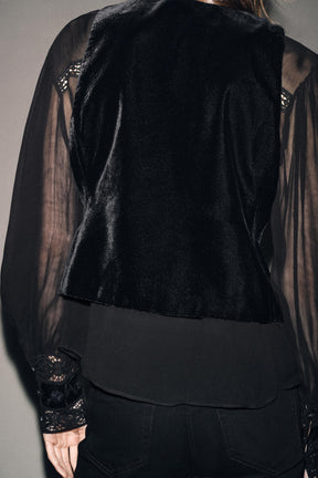 EMBROIDERED VELVET WAISTCOAT ZW COLLECTION - Image 3