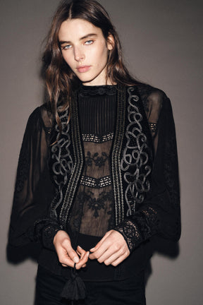 EMBROIDERED VELVET WAISTCOAT ZW COLLECTION - Image 1