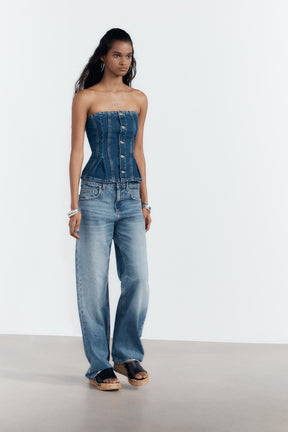 Jeans mit mittelhohem Bund und weitem Bein