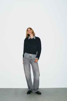 Weit geschnittene, tief sitzende Jeans