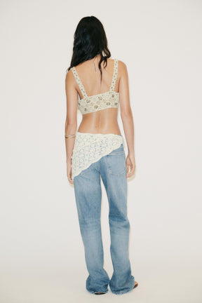 Weit geschnittene, mittelhohe Schal-Jeans