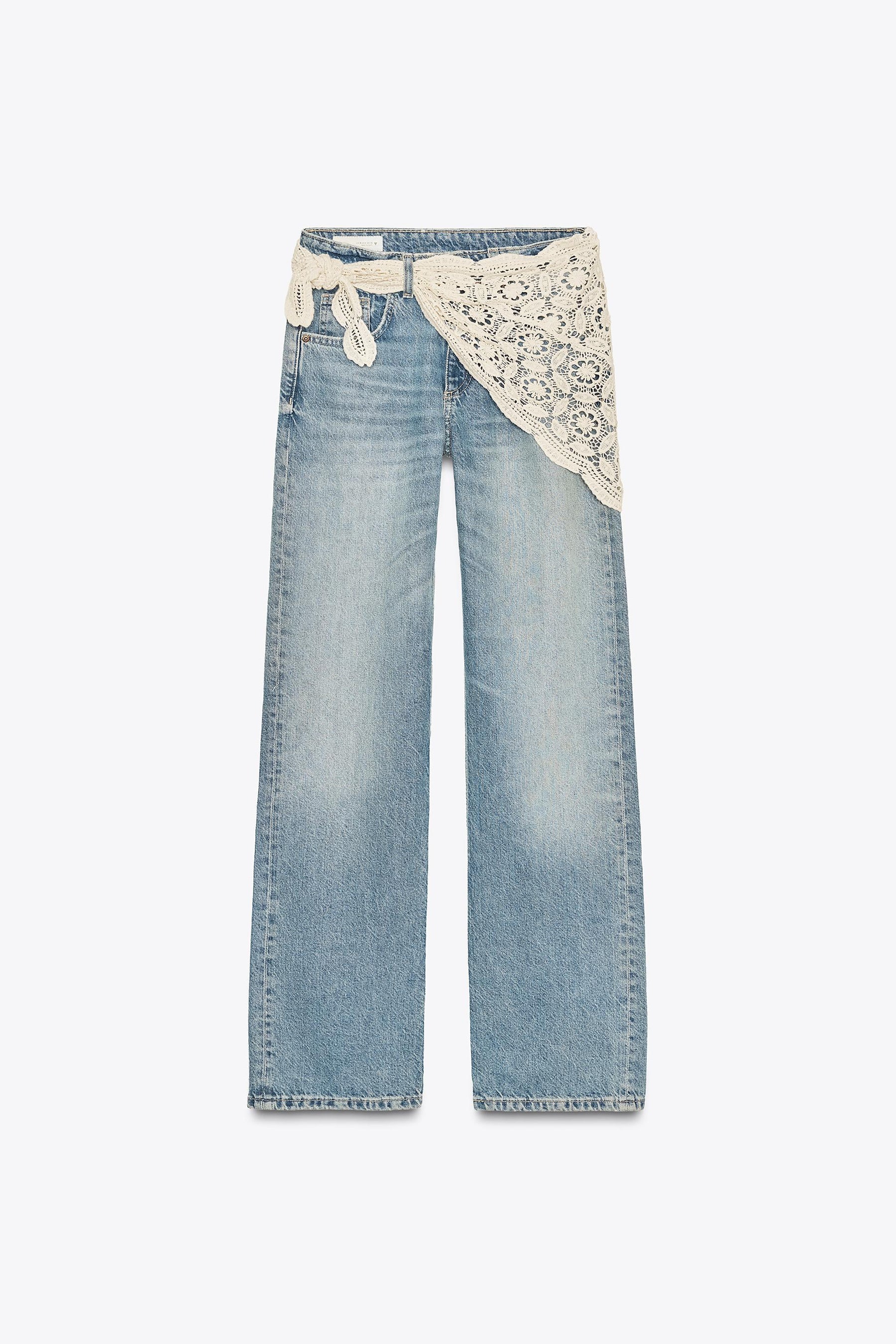 Weit geschnittene, mittelhohe Schal-Jeans