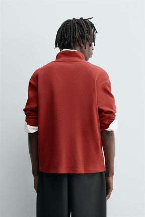 Textured Contrast Polo