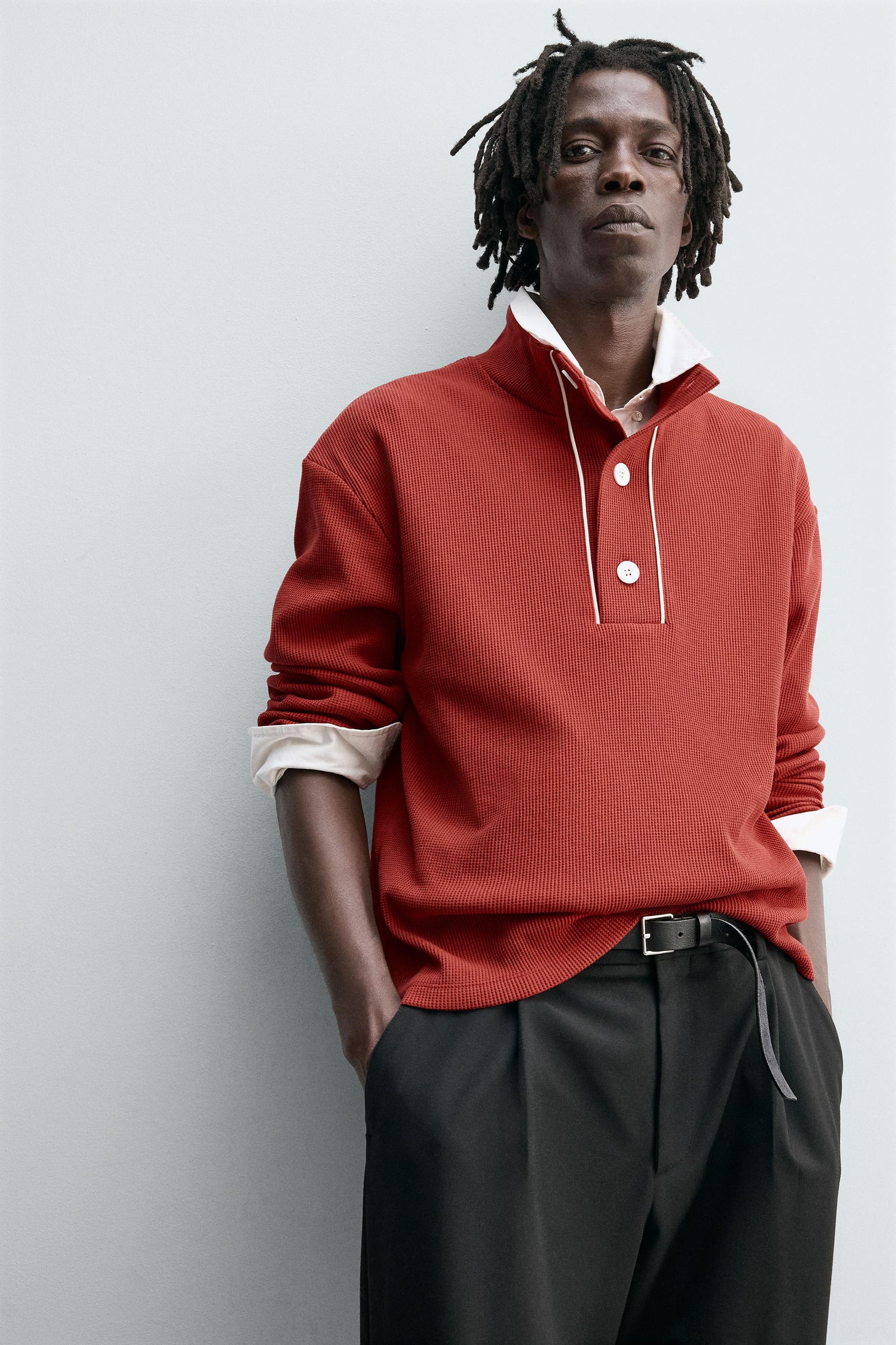 Textured Contrast Polo