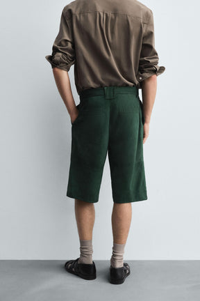 RELAXED FIT SUEDE LEATHER BERMUDA SHORTS - Image 3