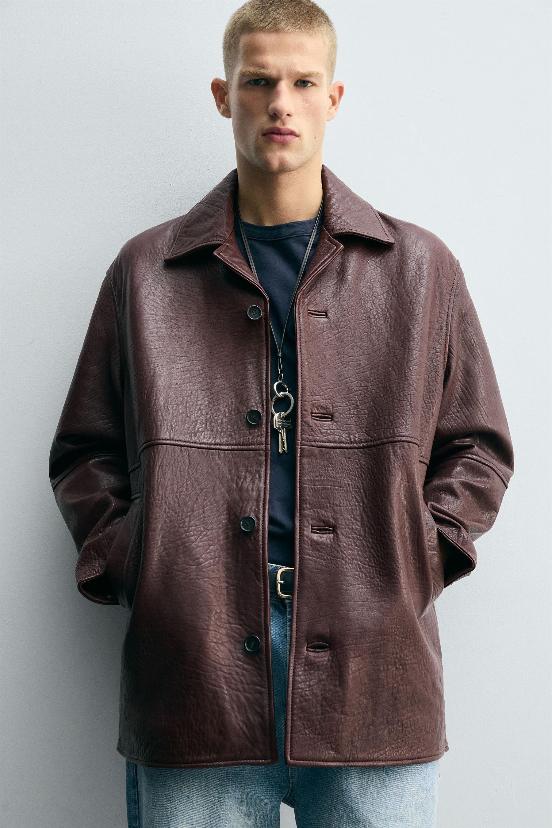 TEXTURED LEATHER JACKET - Image 5