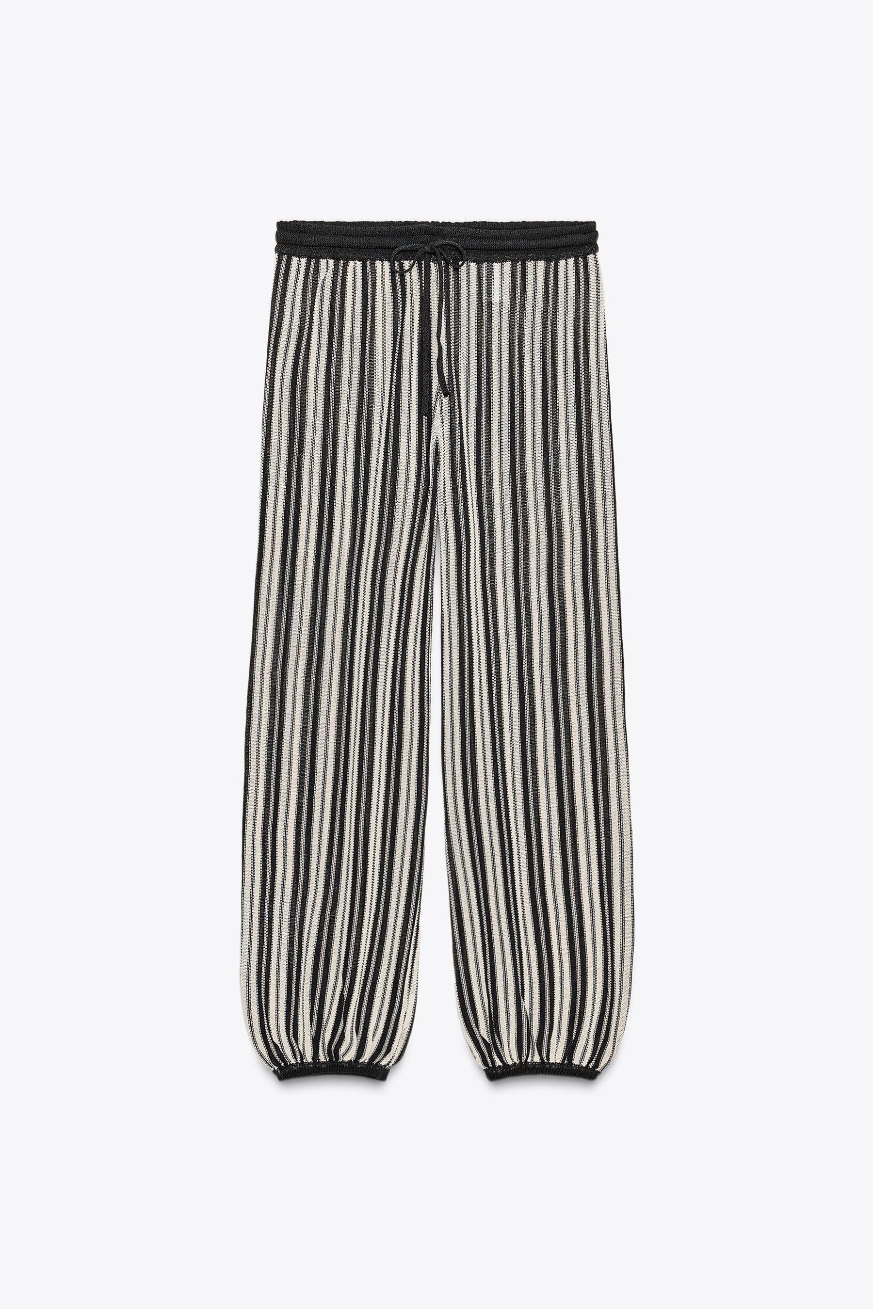 STRIPED CUFFED HEM LINEN BLEND TROUSERS - Image 5