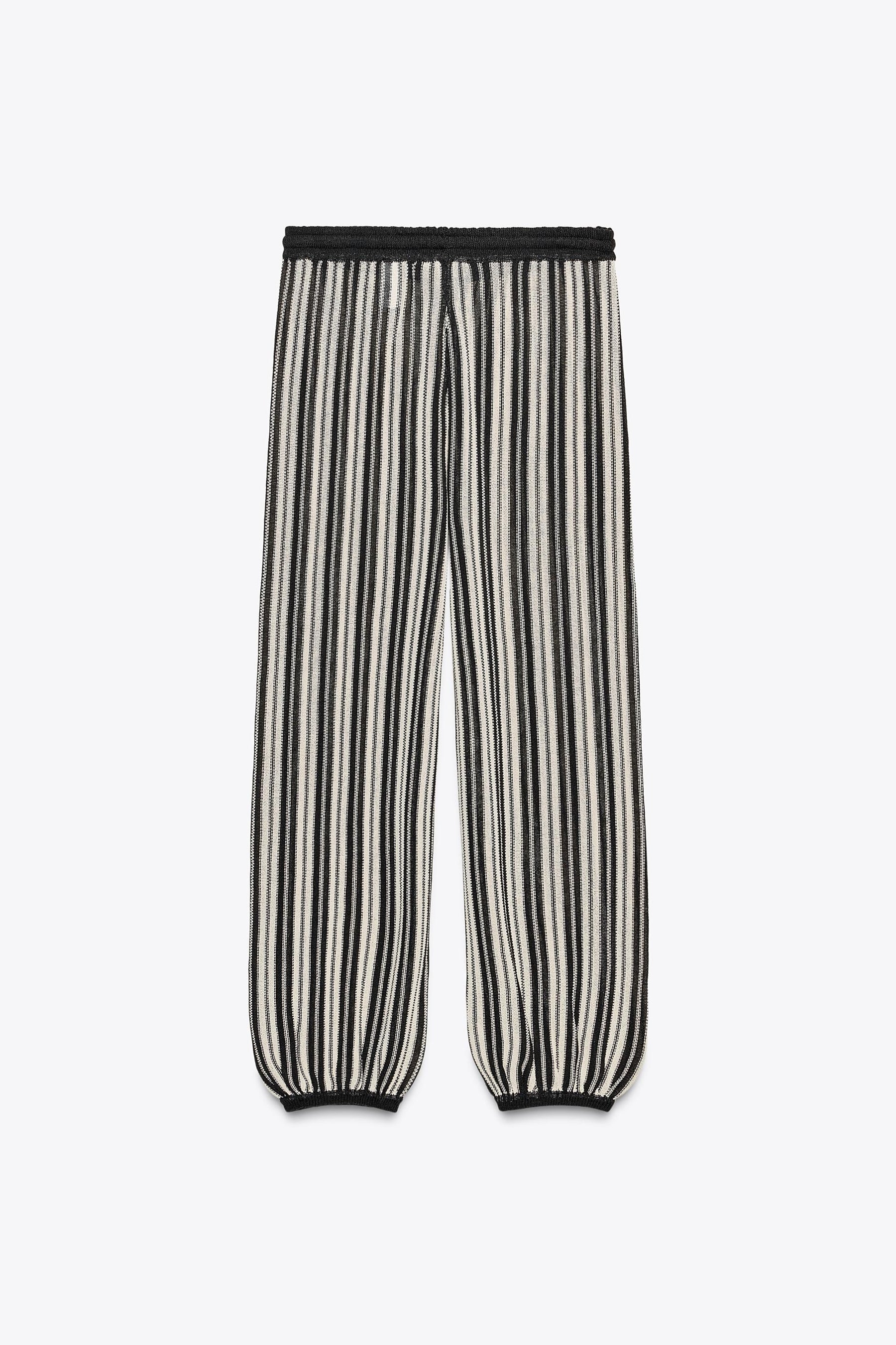 STRIPED CUFFED HEM LINEN BLEND TROUSERS - Image 6