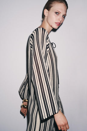 STRIPED KNIT DRESS WITH LINEN - Image 4