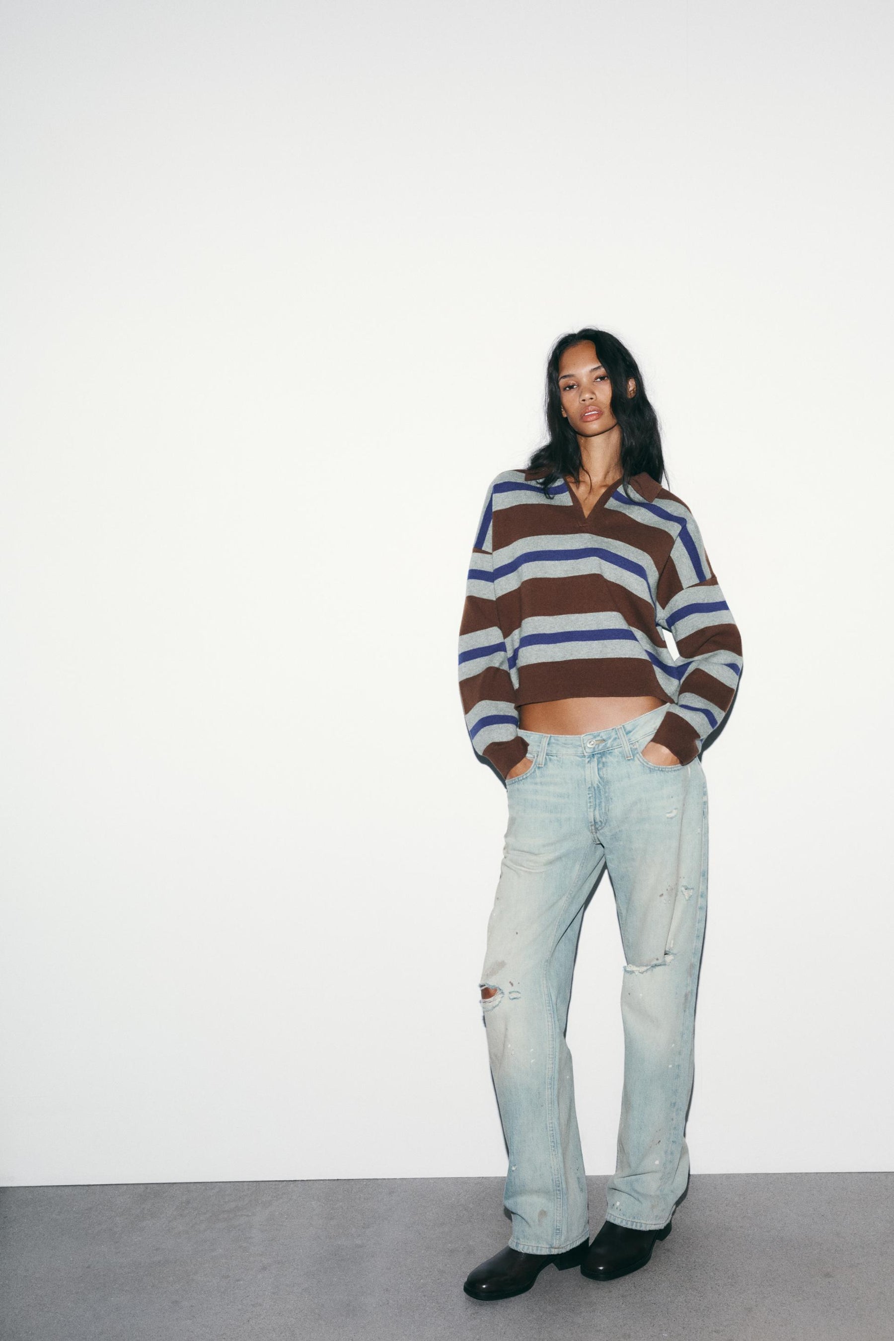 Gestreiftes Strickpolohemd