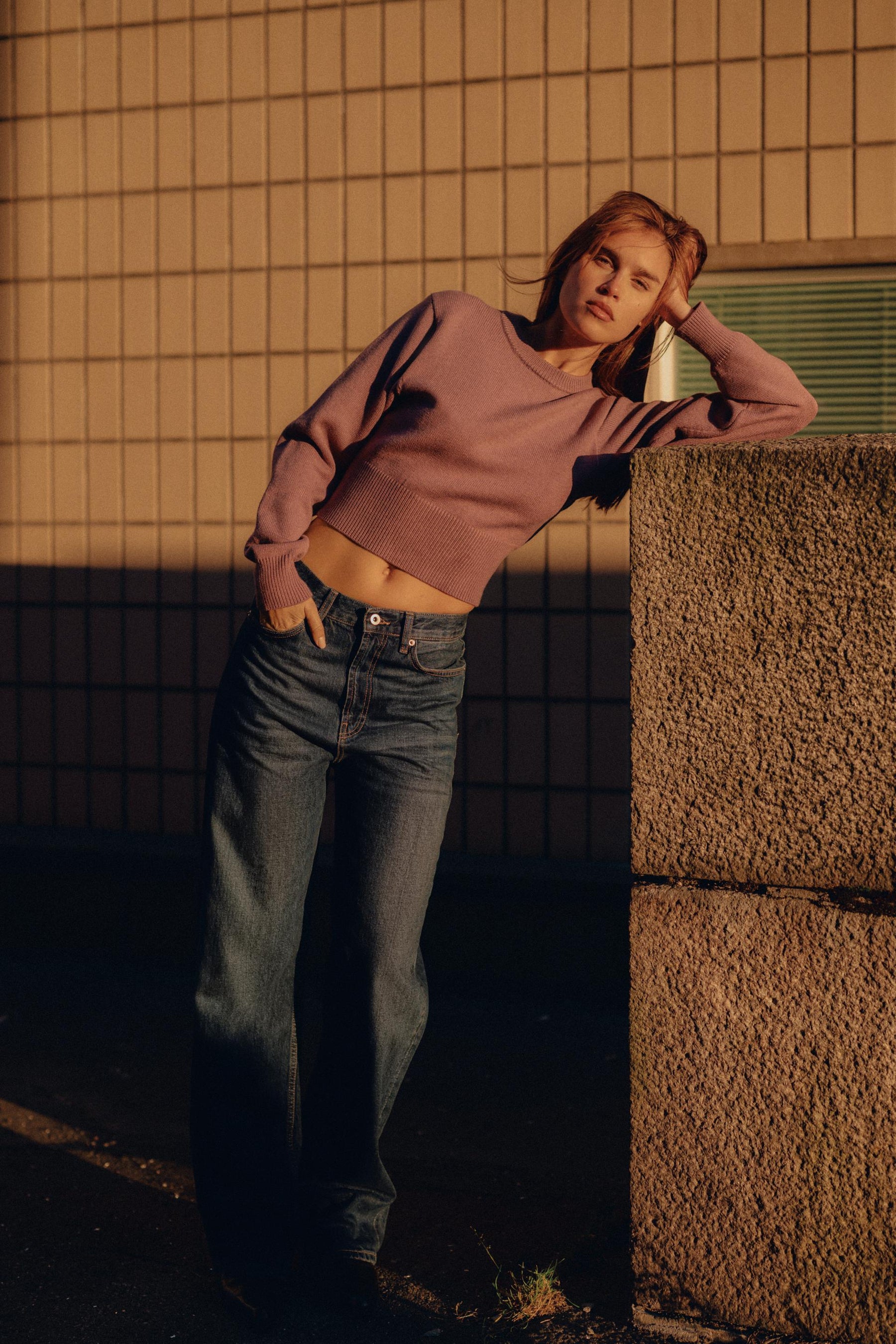 CROPPED PLAIN KNIT JUMPER - Image 1