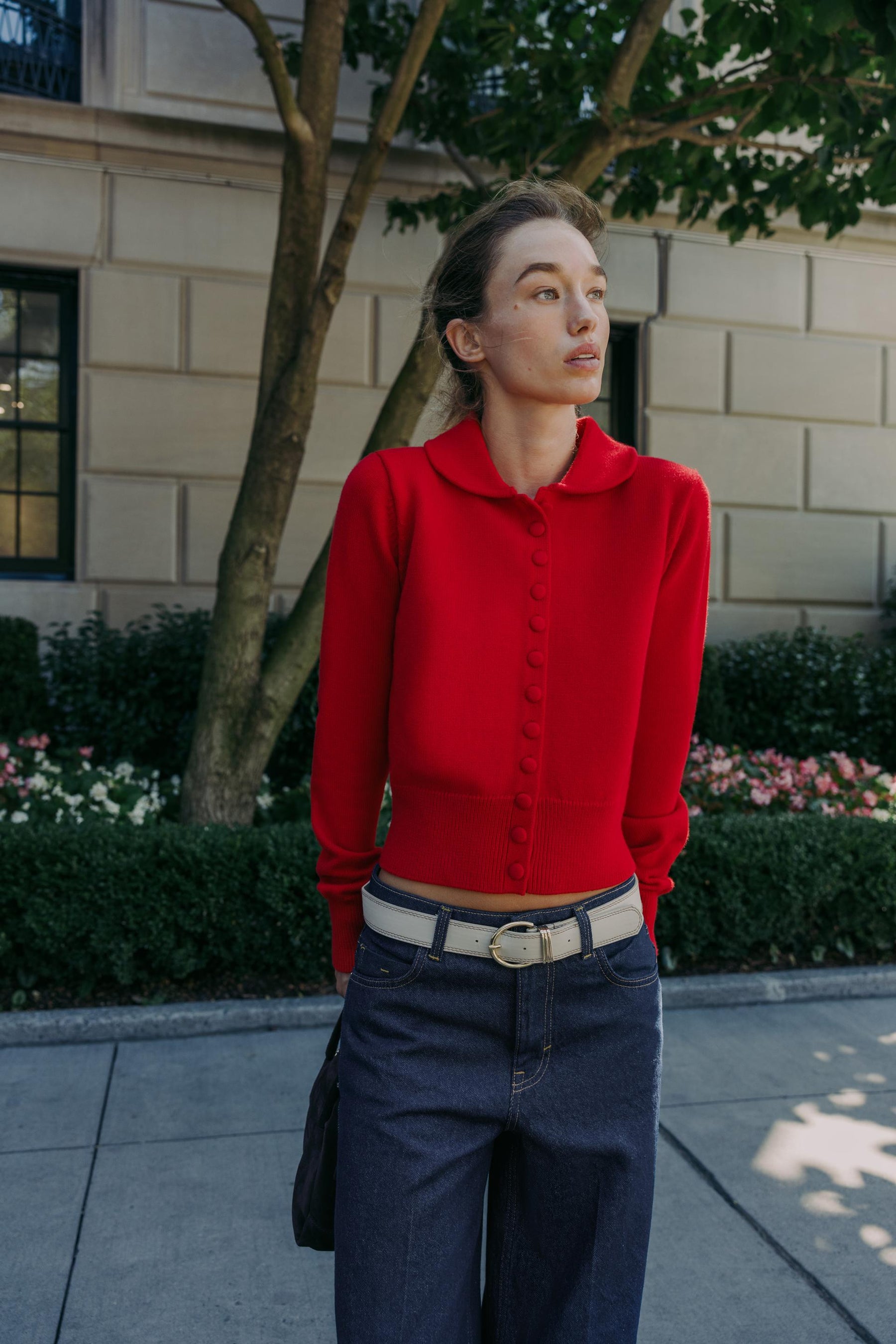 Strickjacke mit Peter-Pan-Kragen