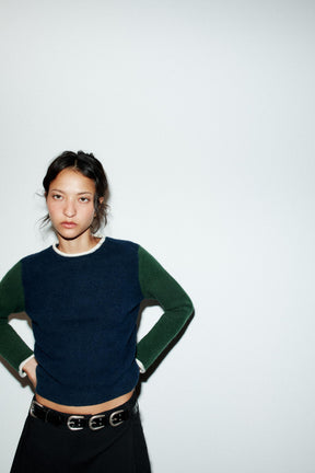 Strickpullover mit Farbblockmuster