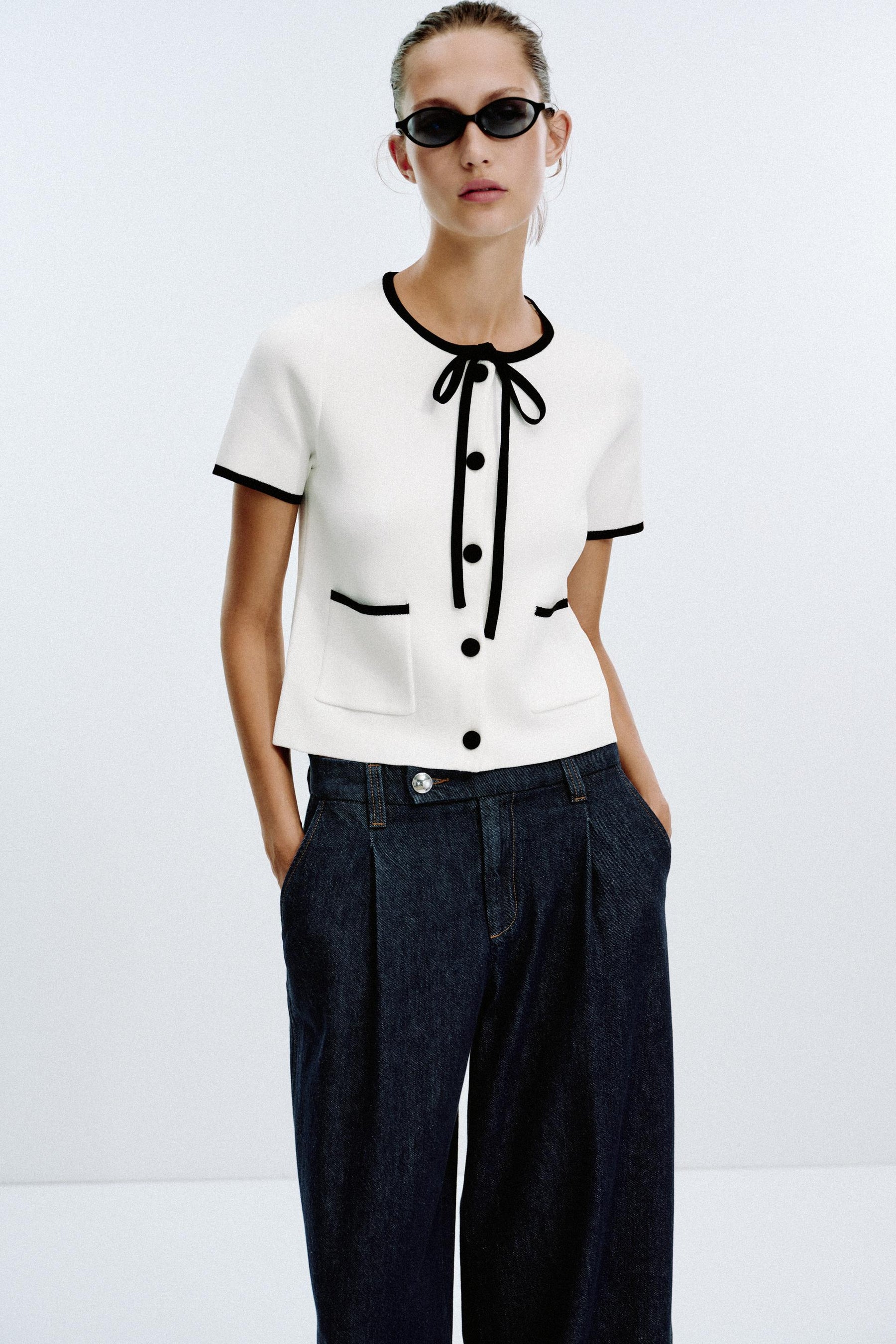 Cardigan mit Kontrastbesatz