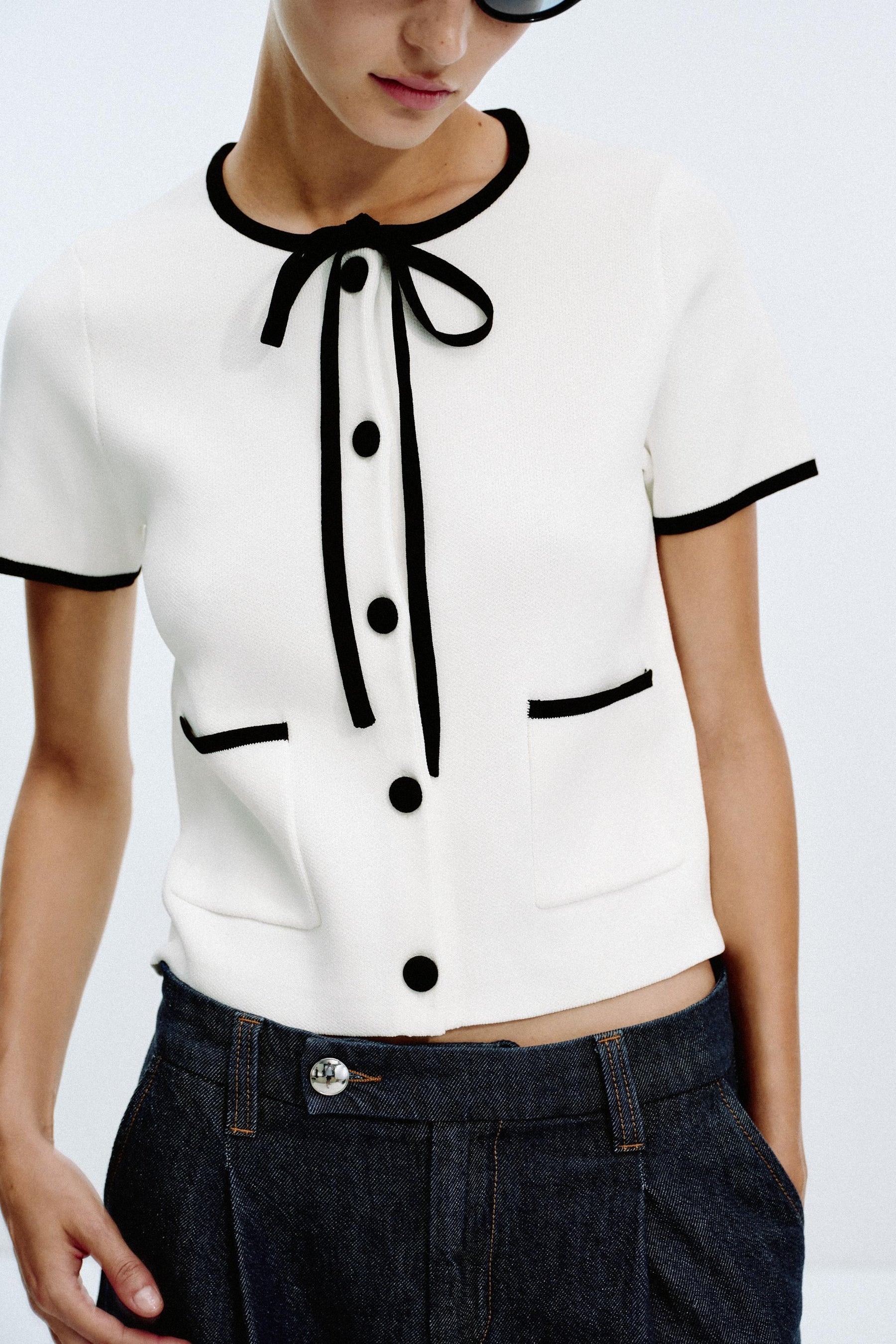 Cardigan mit Kontrastbesatz