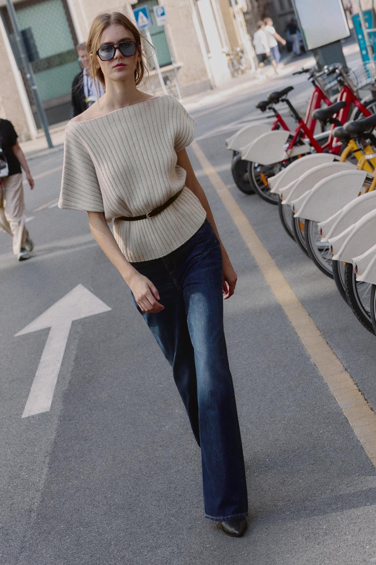 ASYMMETRIC WOOL TOP WITH BELT - Image 1
